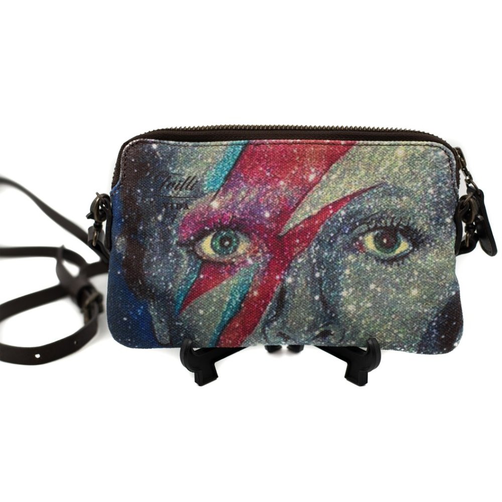 Vida Ziggy Stardust Leather Trimmed Cotton Purse